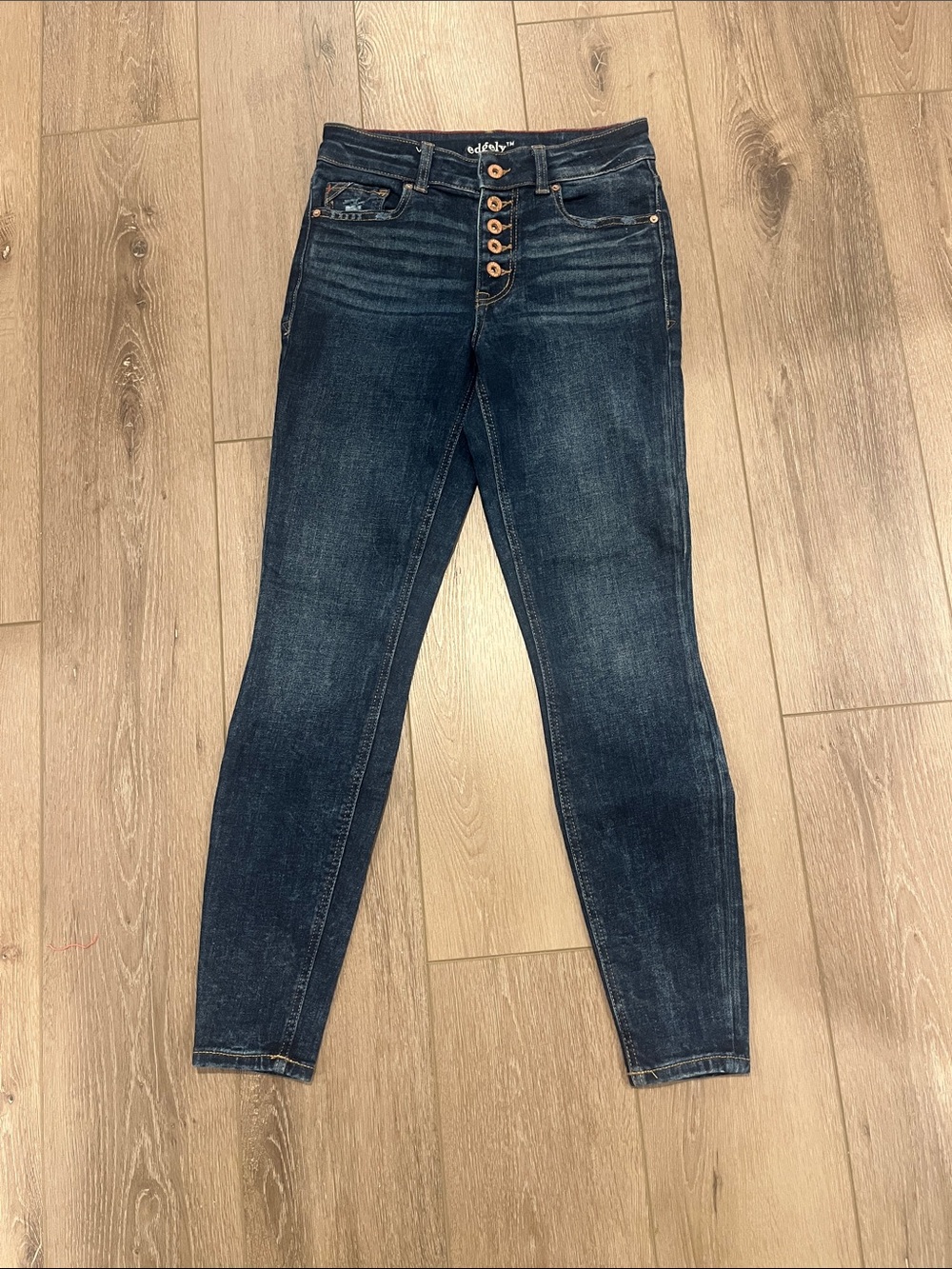 Maurices Dark Blue High-Rise Skinny Jeans with Button Fly